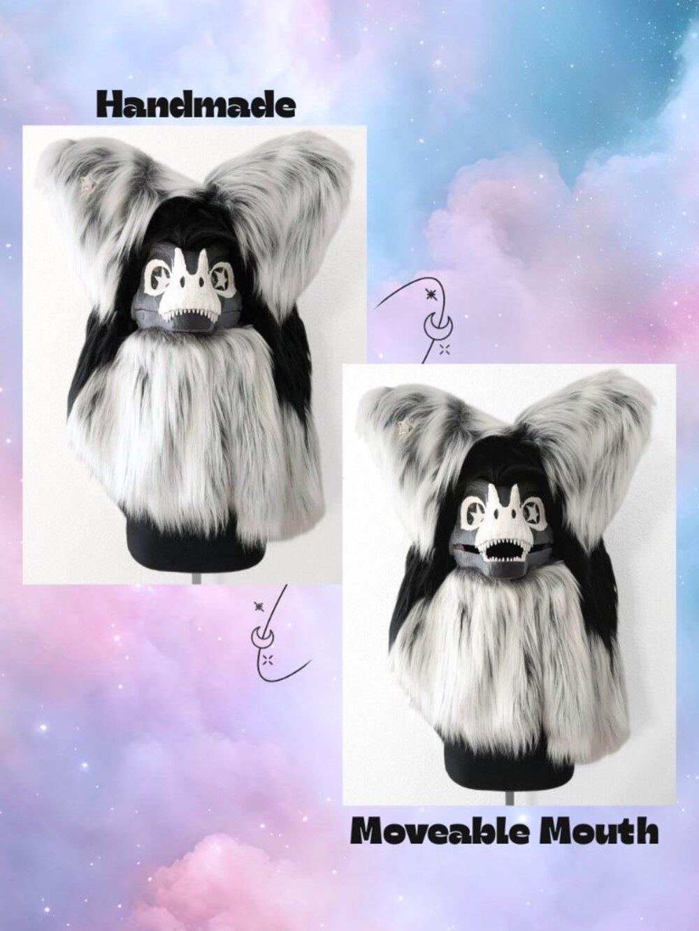 Handmade Cryptid Raptor Fursuit Head Movable Jaw Partial Furry Costume Mask